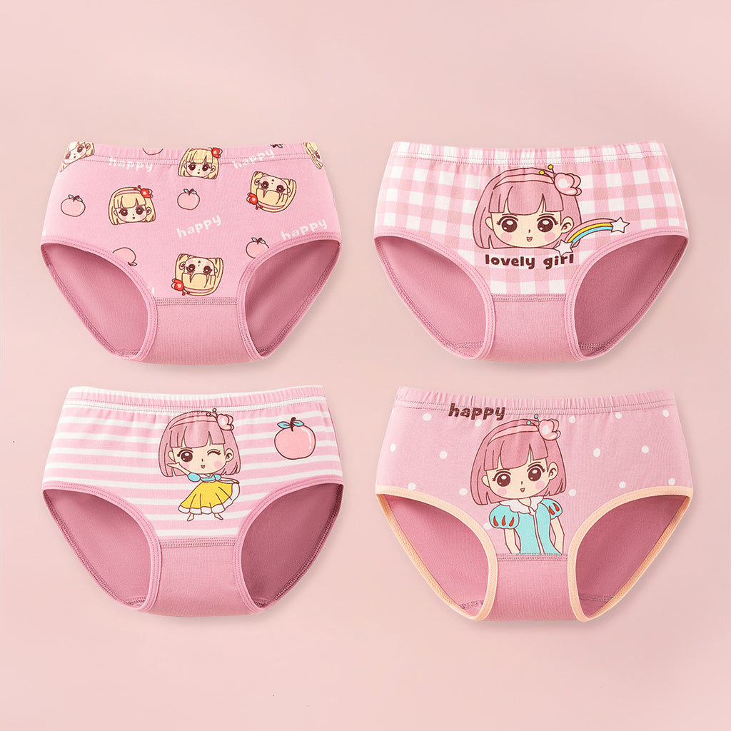 4PCS Girls Cotton Shorts and Briefs for Summer
