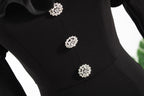 Jennie Style Black Long Sleeve Ruffled Bodysuit