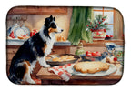 Border Collie Christmas Cookies Dish Drying Mat