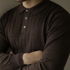 American Retro Heavy Lapel Long Sleeve Polo Sweater