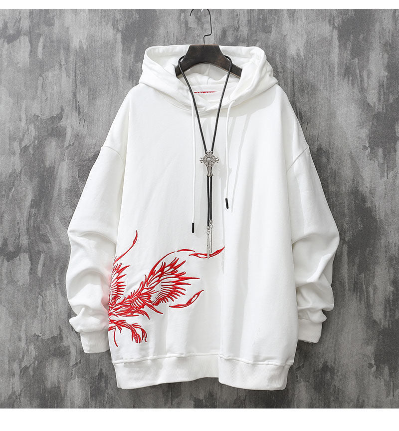 Phoenix Embroidered Men's Hooded Jacket - Fall Fashion