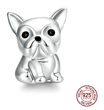 Silver Opal Paw Print Charm Bead