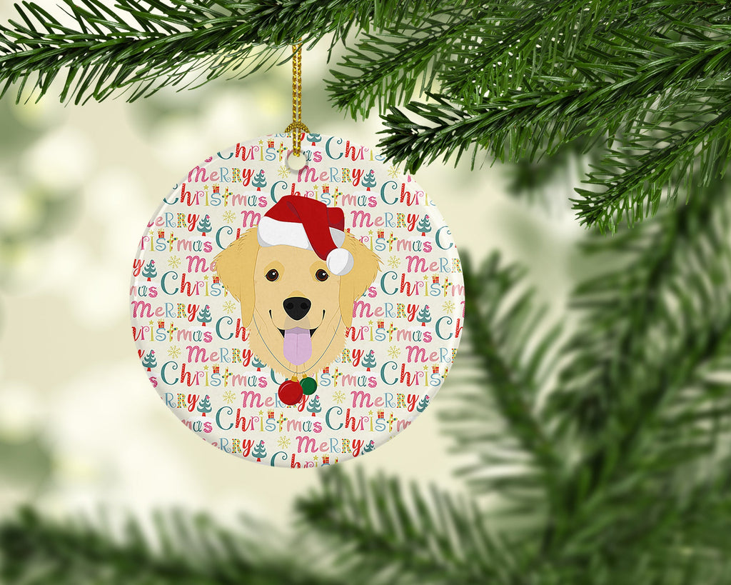 Golden Retriever Merry Christmas Ceramic Ornament