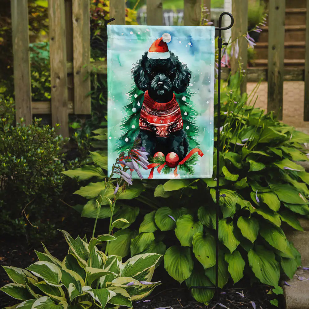 Poodle Christmas Garden Flag