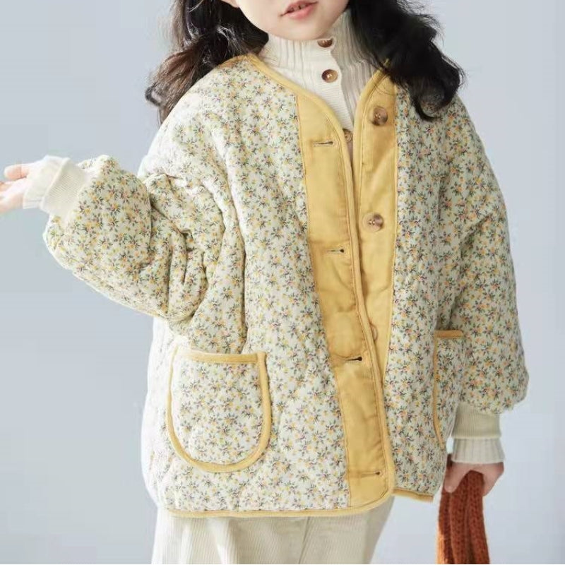 Floral Quilted Corduroy Jacket for Kids
