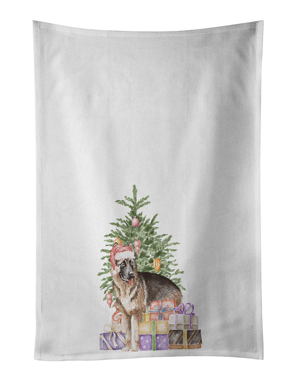 German Shepherd Christmas Presents and Tree Kitchen Towel Set of 2