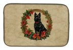 Schipperke Christmas Flowers Dish Drying Mat