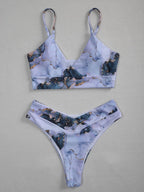 Women's High-Waisted Tie-Dye Cross-Body Swimsuit