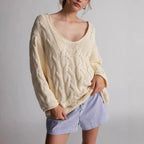 Loose V-Neck Pullover Sweater | Streetwear