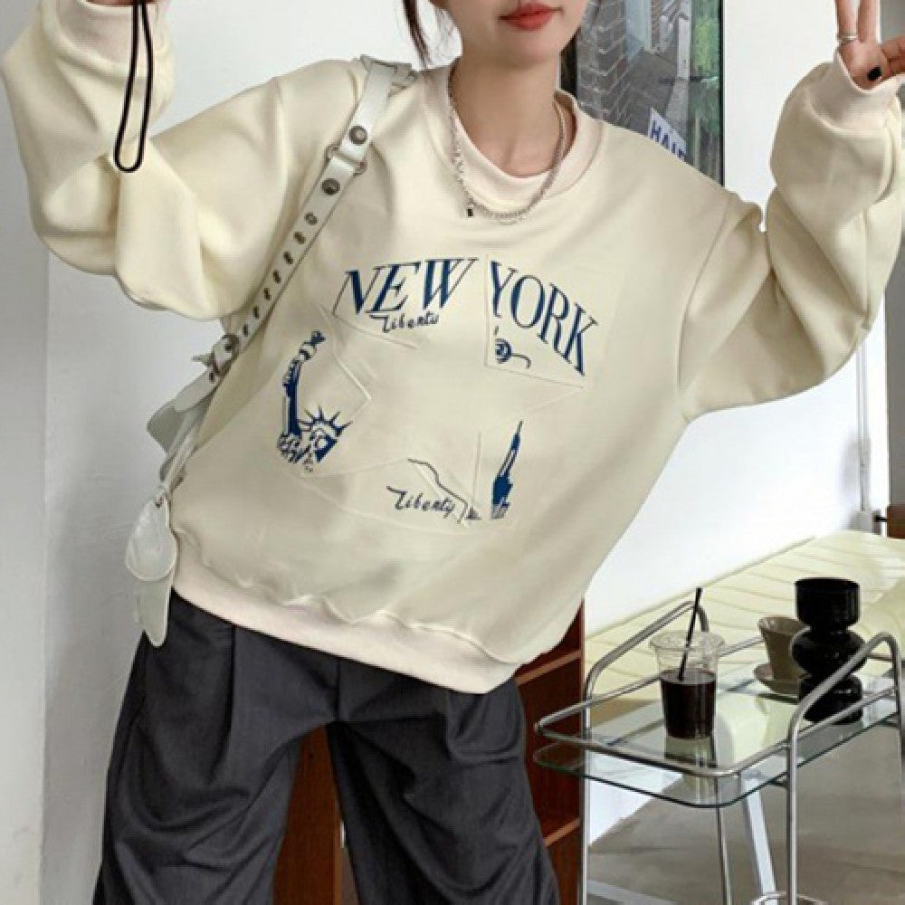 Retro Printed Sweater for Women - Autumn Fashion Top