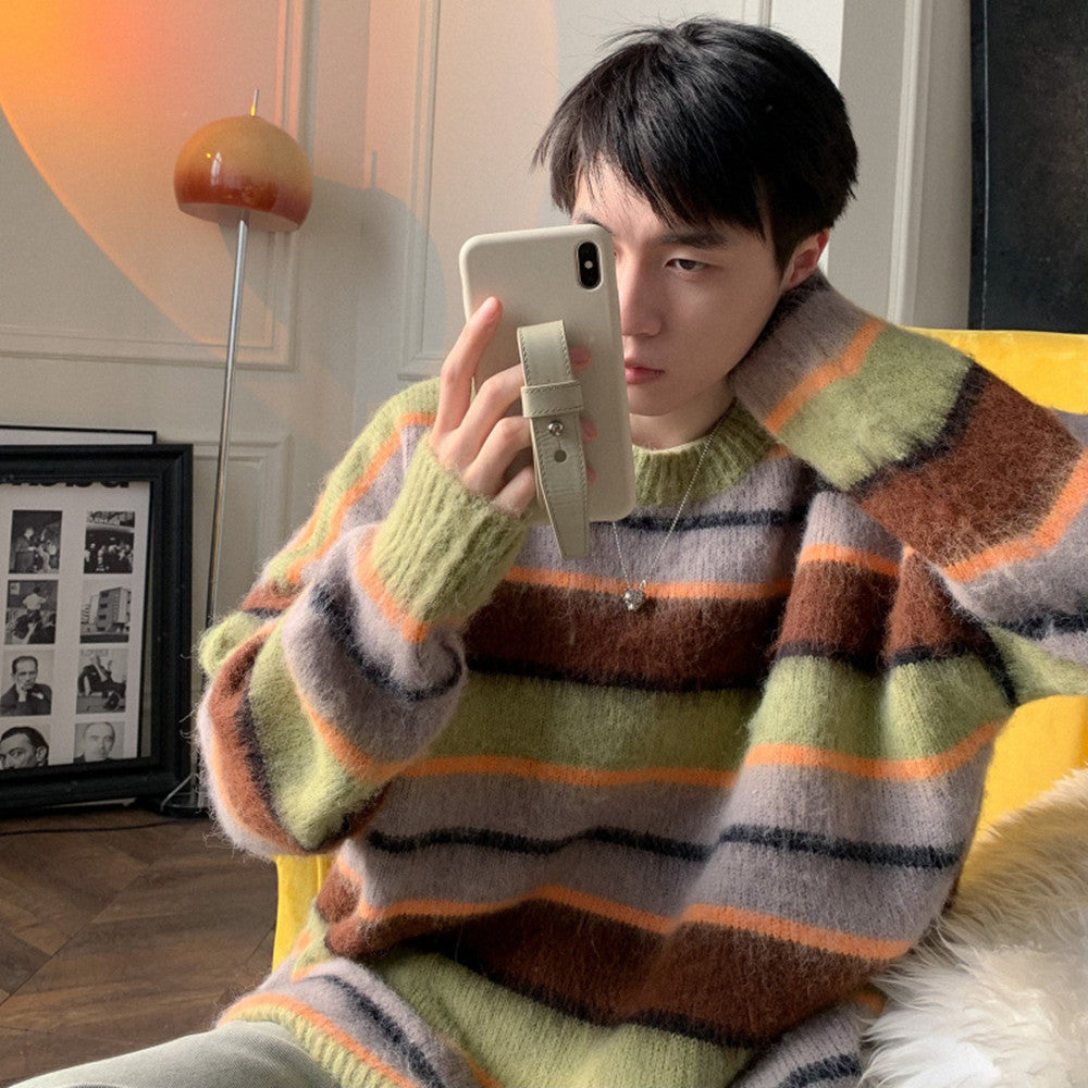 Men's Slouchy Round Neck Linen Knitwear Pullover | Streetwear