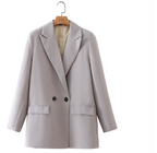 Solid Color Double-breasted Loose Casual Suit Jacket