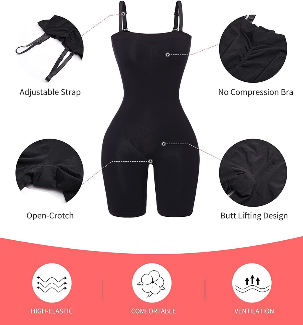 Women's Push Up Support Corset Bodysuit with Detachable Straps