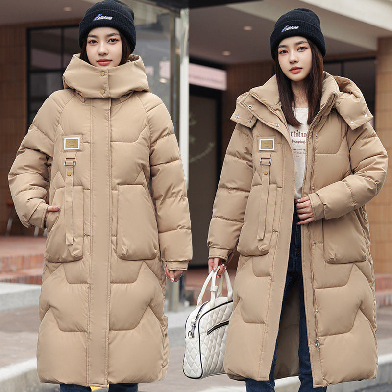 Detachable Hat Mid-Length Thick Women's Coat