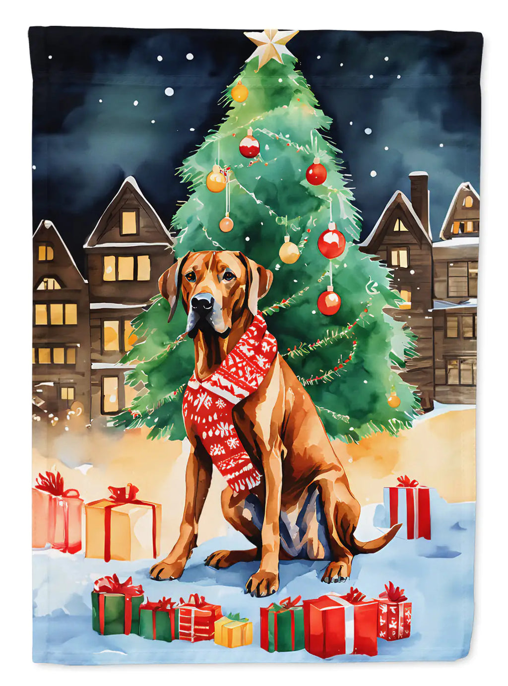 Rhodesian Ridgeback Christmas House Flag
