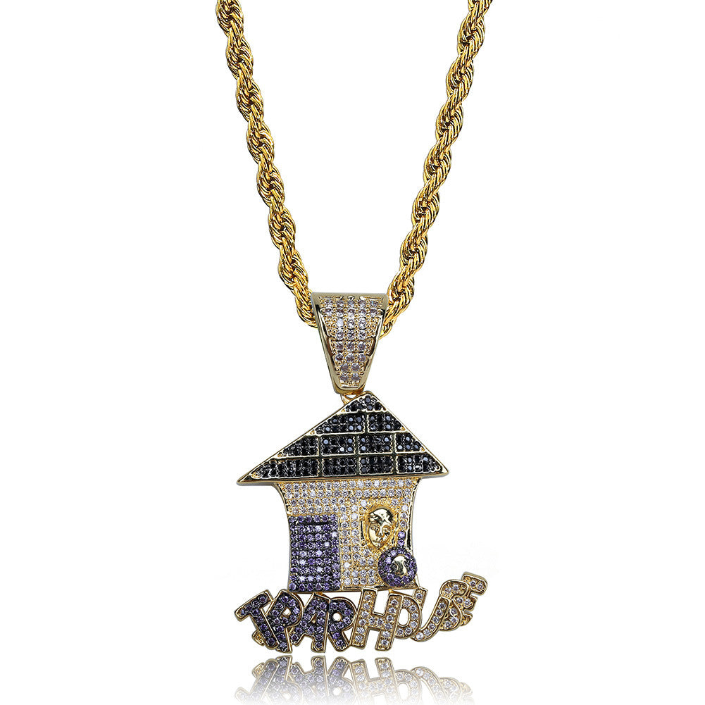 Cute Cartoon Christmas House Pendant Necklace