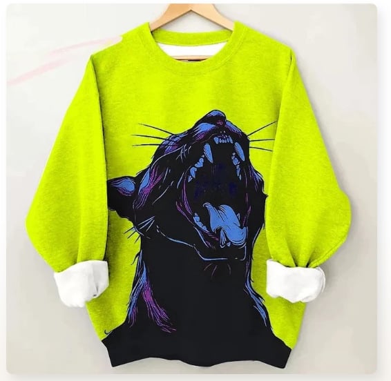 Colorful Cheetah Art Long Sleeve Women's Sweater