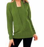 Women’s Knitted Solid Color Deep V-neck Sweater