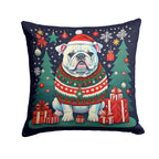 White English Bulldog Christmas Throw Pillow