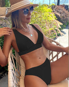 2024 Fashion Women's Bikini Set with V-Neck Triangle Cups