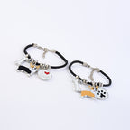 Enamel Dog Charm Leather Cord Bracelet