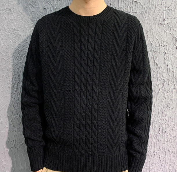 Men's Thick Yarn Knitted Sweater with Twists