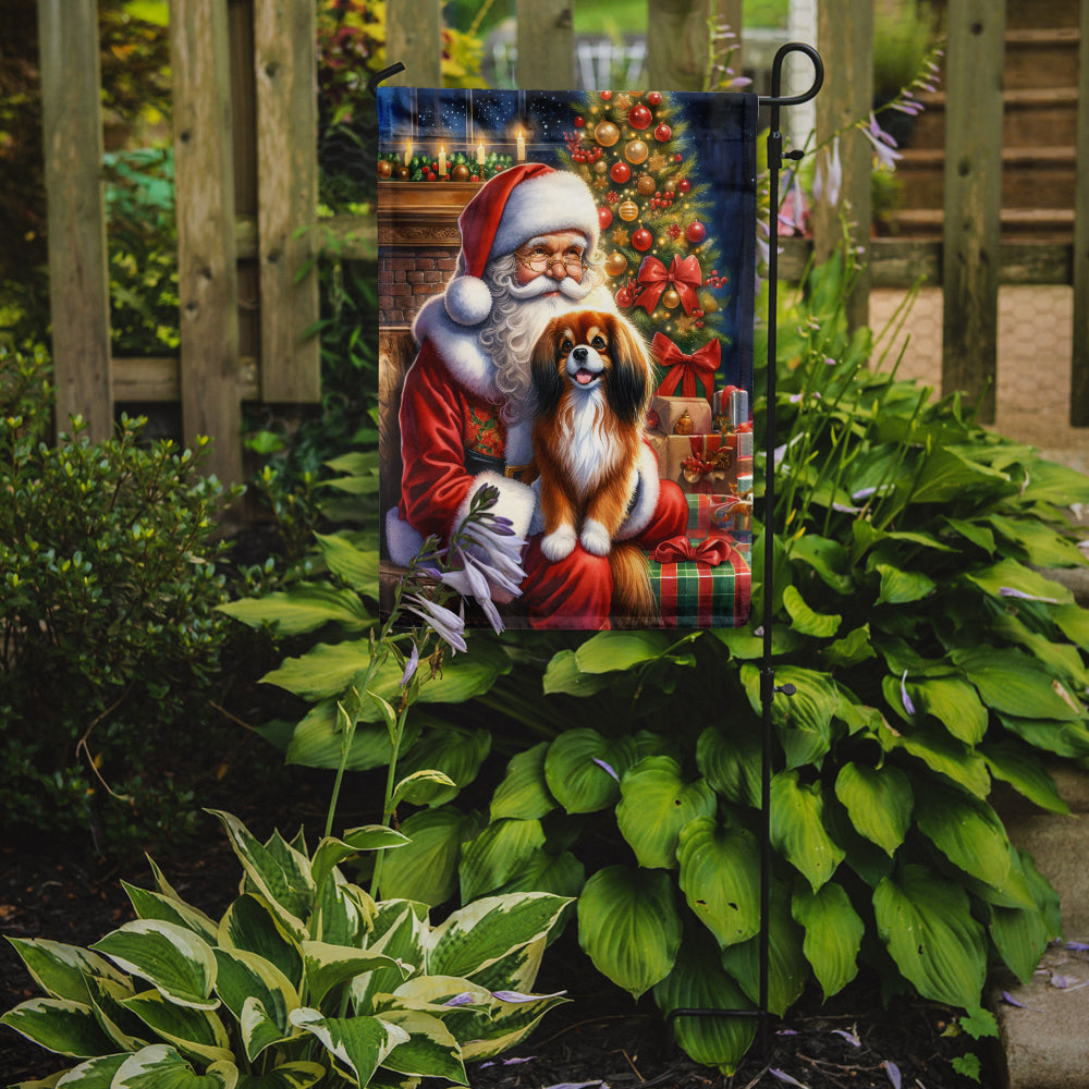 Tibetan Spaniel and Santa Claus Garden Flag