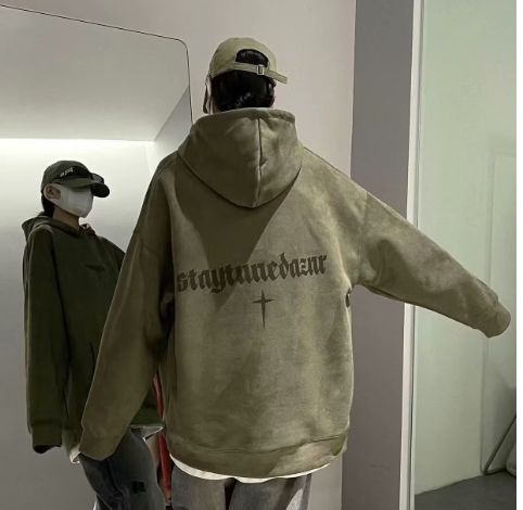 Burgundy Suede Hoodie with Men's Extra Fleece | Streetwear