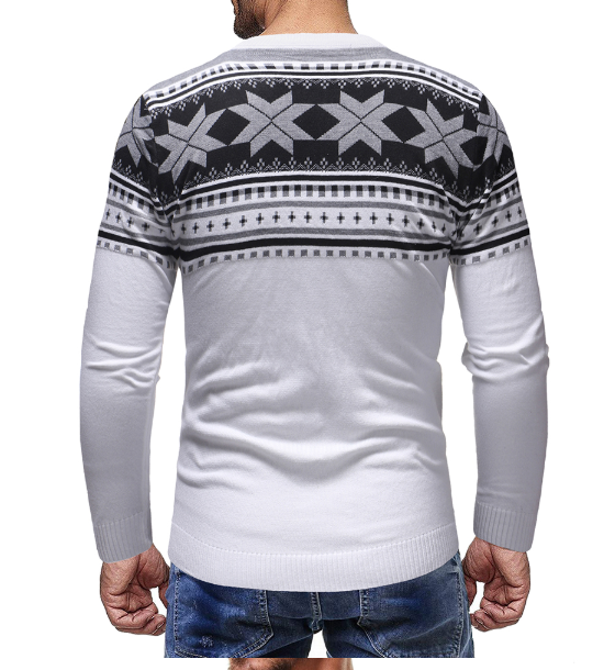 Men's Christmas Sweater with Geometric Patterns