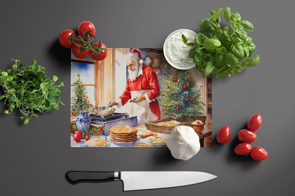Cookies with Santa Claus Babbo Natale Glass Cutting Board