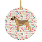 Border Terrier Merry Christmas Ceramic Ornament