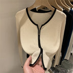 Women's Double Zipper Soft Waxy Long Sleeve Cardigan