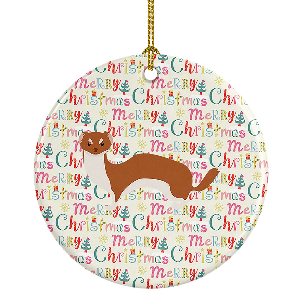 Weasel Christmas Ceramic Ornament