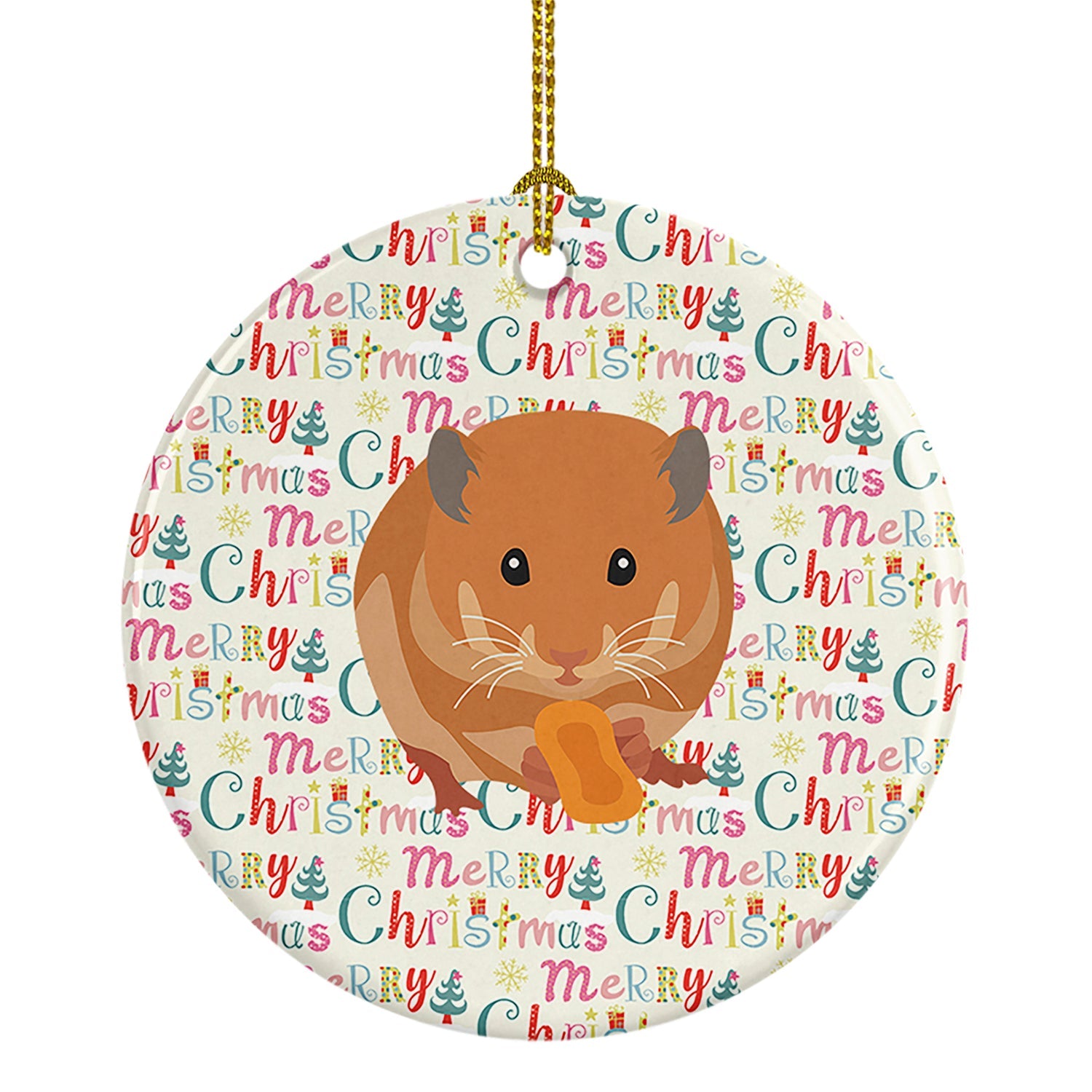 Teddy Bear Hamster Christmas Ceramic Ornament