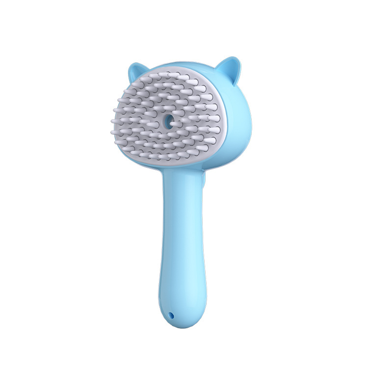 Cat Grooming Brush with Mist Silicone Bristle Deshedding Brush for Cats and Dogs, Gentle Massage Detangling Grooming Comb, Cute Cat Ear Design