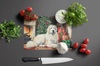 Great Pyrenees Cozy Christmas Glass Cutting Board