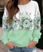 Floral Round Neck Long Sleeve Pullover Sweater | Streetwear