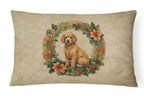 Poodle Christmas Flowers Throw Pillow