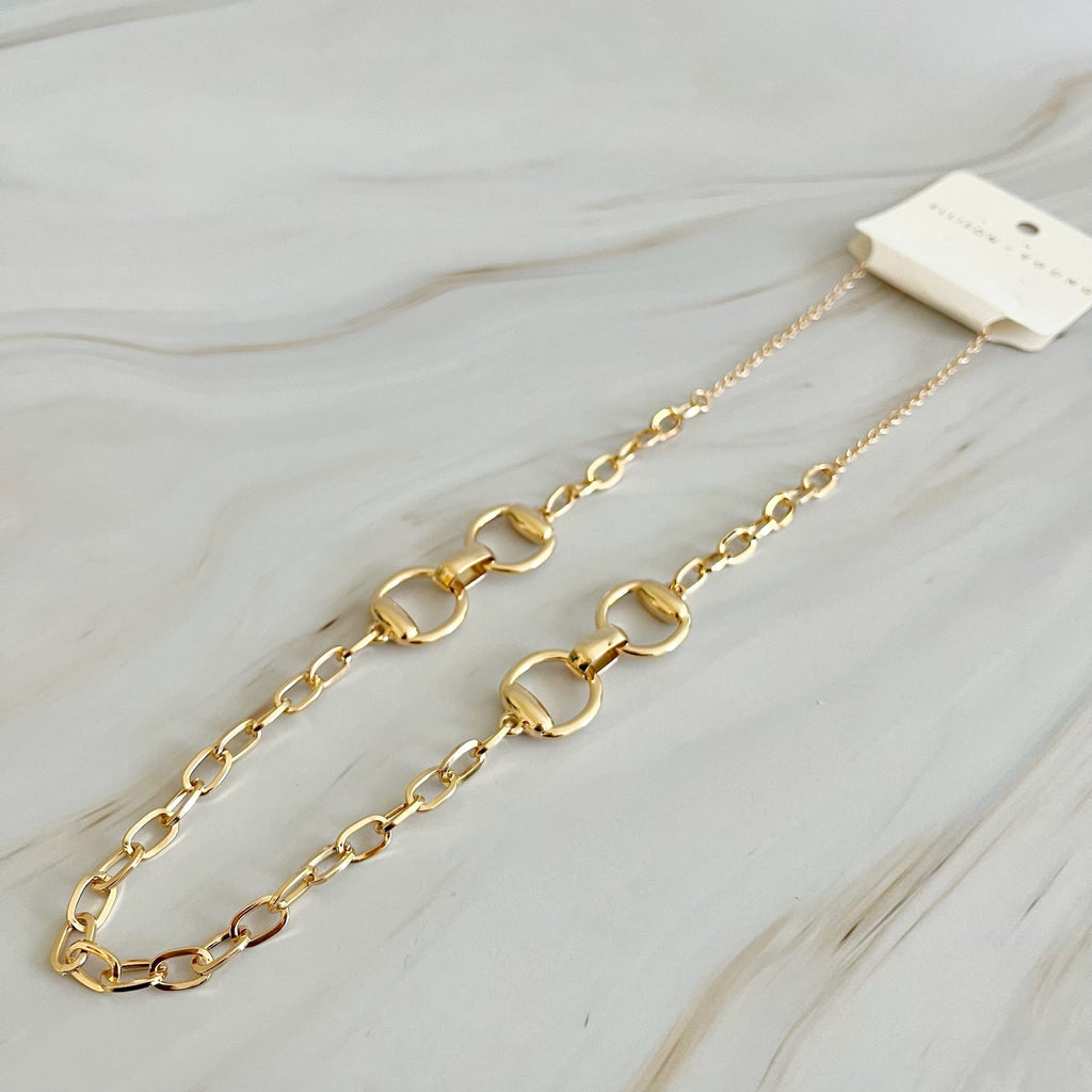 Double Equestrian Horsebit Chain Necklace