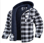 Quilted Flannel Shirt Jacket with Detachable Hood (One)