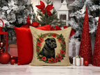 Bouvier des Flandres Christmas Flowers Throw Pillow
