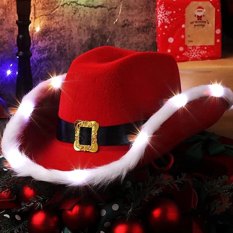 LED Colored Cowboy Hat Lamp for Christmas Party | Embroidered Cap