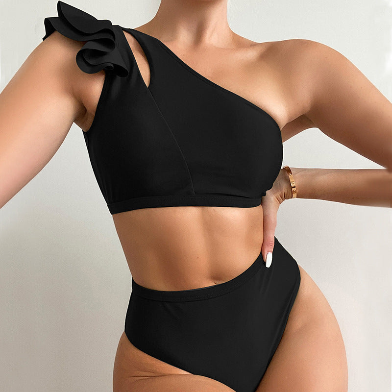 Ladies' One-Shoulder Ruffle Bikini Swimsuit ZT230