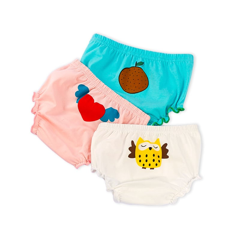 Cartoon Baby Cotton Bread Panties - 3-Pack Set