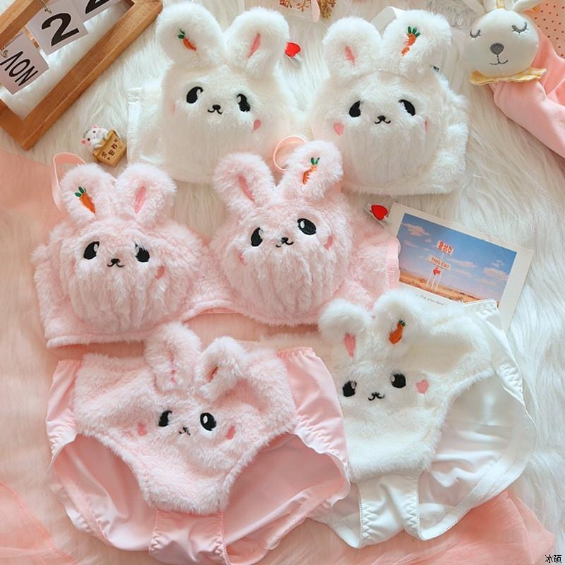 Moon Rabbit Plush Bra and Panties Set