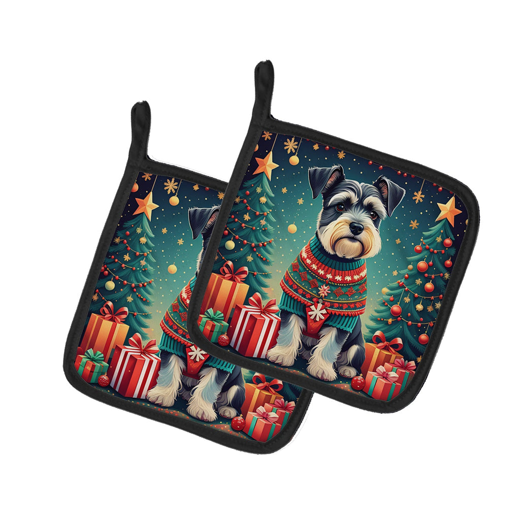 Schnauzer Christmas Pair of Pot Holders