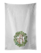 Bull Terrier Red and White Christmas Wreath Kitchen Towel Set of 2