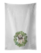 Briard Puppy Smiling Christmas Wreath Kitchen Towel Set of 2