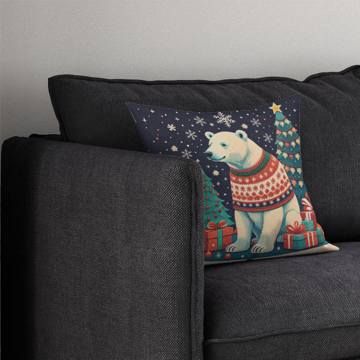 Polar Bear Christmas Throw Pillow