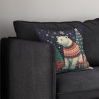 Polar Bear Christmas Throw Pillow